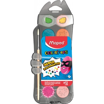 Vodové farby MAPED COLOR'PEPS 12 farieb Ø 30 mm