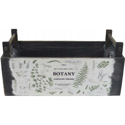 Morex Béžovo-bílý dřevěný Květináč 36 x 16 x 16,5 cm