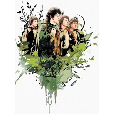 Zuty Malovaný frodo a hobiti pán prstenů 40 x 50 cm vypnuté plátno na rám 8596530237778
