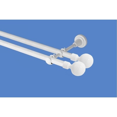 OK-GarnýžeCZ Garnýž kovová dvouřadá 19mm Gabi double bílá 410 cm do stěny / na tunýlek - bez kroužků