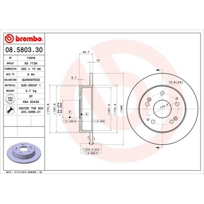 BREMBO Brzdový kotúč 08580330