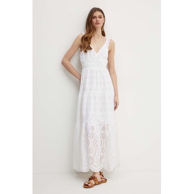 GUESS Памучна рокля Guess PALMA в бяло дълга разкроена W4GK46 WG571 (W4GK46.WG571)