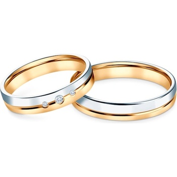 SAVICKI Сватбени халки: двуцветно злато, полукръгли, 4 мм