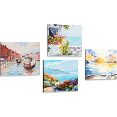 Set obrazů malovaná krajinka - 4x 60x60