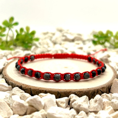 Certom Macramé náramek s obsidiánem vločkovým 0303