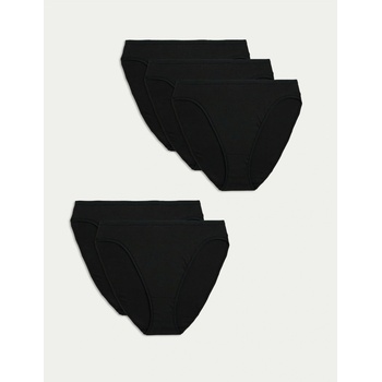 Marks & Spencer Комплект от 5 бикини за талията от памук и модал, без видими подгъви, с висока кройка Marks & Spencer черни Marks & Spencer | Cheren | ЖЕНИ | M