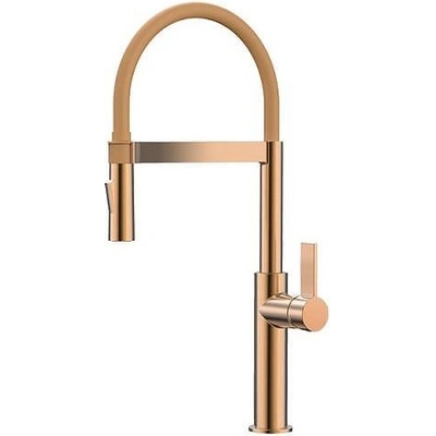 Inter Ceramic Стоящ смесител за кухня, Inter Ceramic, ICF 7169184BRUSH ROSE GOLD, със силиконов чучур (7169184BRUSH ROSE GOLD)