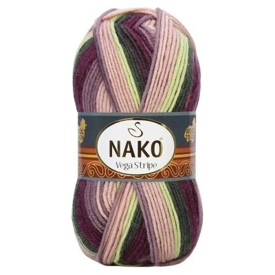 Nako Pletací příze Nako Vega Stripe 82414 - zelená