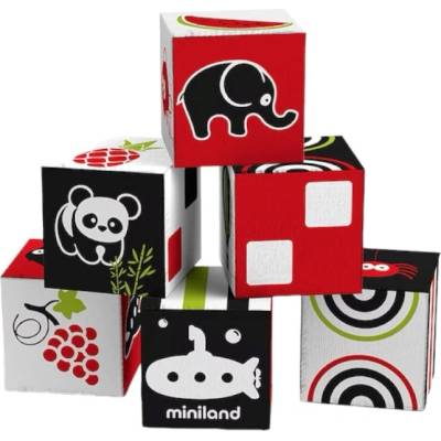 Miniland Игрален комплект Miniland - Първи възприятия, 6 броя меки кубчета (97313)