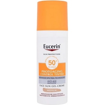 Eucerin Sun Protection Photoaging Control Tinted Gel-Cream SPF50+ opalovací a tónující gelový krém proti vráskám Medium 50 ml
