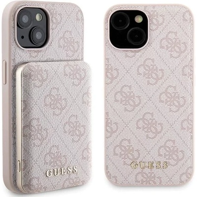 GUESS GUBPM5P15S4GEMGP комплект iPhone 15 6, 1" твърд калъф + powerbank 5000mAh MagSafe розов 4G Metal Logo (GUBPM5P15S4GEMGP)