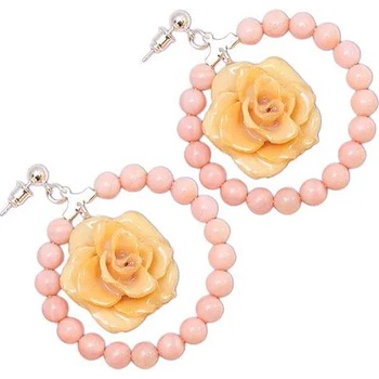 Dannyra Обици с перли и цветчета от роза в шампан Cream love Dannyra Jewels
