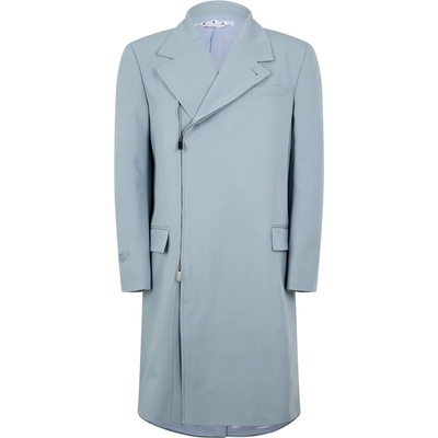 OFF WHITE Men's Off-White Embroidered Double Skate Zip Long Sleeve Overcoat - Ice