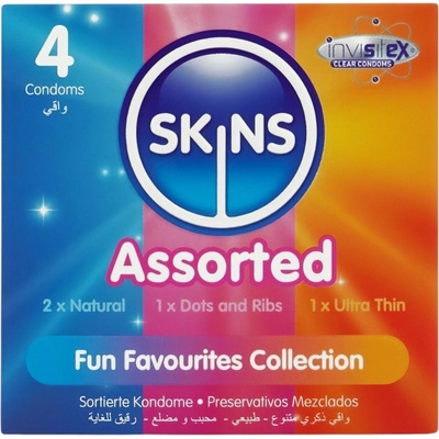 Skins mix kondomů vroubkované natural extra tenké 4 ks