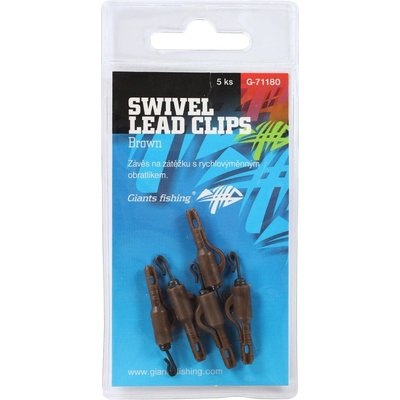 Giants Fishing Záves Na Bočné Olovo Swivel Lead Clips Brown 5 ks