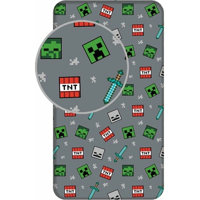 Jerry Fabrics Sivá napínacia plachta Minecraft We got this 90x200