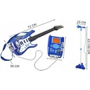 Kruzzel 22409 Detská rocková elektrická gitara na batérie a zosilňovač a mikrofón modrá