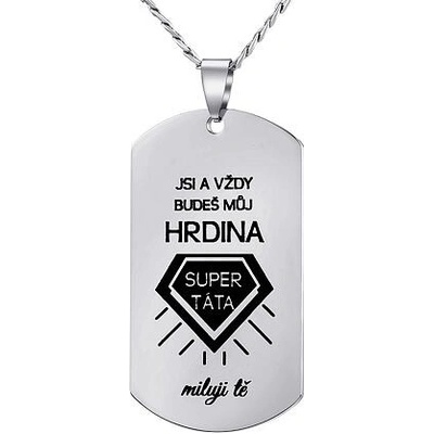 SILVEGO Přívěsek s řetízkem z chirurgické oceli dog tag pro tátu s nápisem: Jsi a vždy budeš můj hrdina RRC0424N