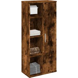 vidaXL Шкаф за баня с държач за ролки, опушен дъб, 39x22x90 см (858528)