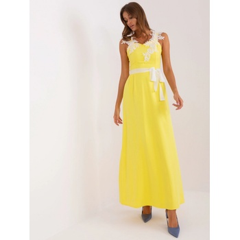 Basic večerní šaty s páskem žluté