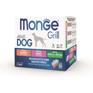 Monge Grill Multibox Adult salmon, pork & lamb with vegetables 12x100 g