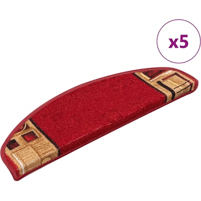 vidaXL Самозалепващи стелки за стълби, 5 бр, 65x21x4 см, червени (149830)