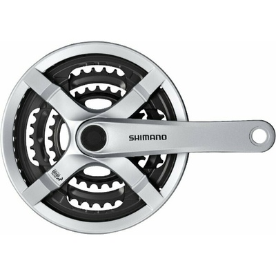 Kliky SHIMANO Tourney FC-TX501-S 170mm 48-38-28 zubov, strieborné s krytom, v krabici
