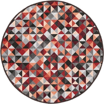 Mila Home Червено-сив кръгъл килим подходящ за пране ø 80 cm Ignite - Mila Home (HKC-YuvHali-258-80x80)