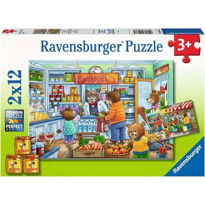 Ravensburger - Puzzle 2x12 Let's Go Shopping - 1 - 39 piese