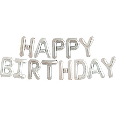 FUN RAG Silver 220949 Fóliový balónek set HAPPY BIRTHDAY stříbrný 40 cm 1 13 písmen
