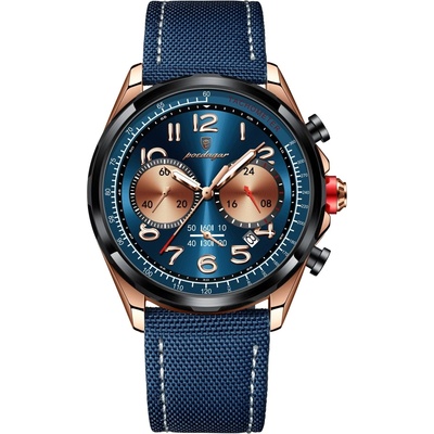 Poedagar Мъжки часовник Poedagar CS1855, естествена кожа, син, син циферблат (CS1855)