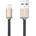 PlusUs LifeStar Handcrafted Lightning Cable - ръчно изработен сертифициран Lightning кабел за iPhone, iPad и iPod (100см. ) (син-златист)