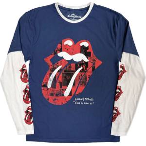 The Rolling Stones Collage Tongue (Sleeve Print) Denim Blue & White L Риза (RSLLST267MDW03)