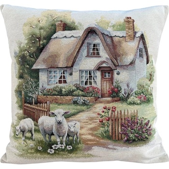 Texicop Veľkonočná z gobelínu 1343 ovečky pri domčeku Bavlna Acryl Pes 45 x 45 cm