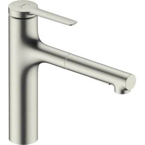 Hansgrohe Кухненски смесител Hansgrohe Zesis M33 160 sBox lite с издърпващ се душ, четкан хром, с 2 струи (74804800)