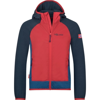 TROLLKIDS Детско поларено яке Trollkids Kid's Seiland Jacket Fleece jacket - Bright Red / Mystic Blue / Alpine Blue - размер 98 (EU) (703-5393-0212)