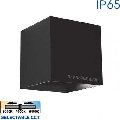 VIVALUX Led ФАСАДНО ТЯЛО ДВУПОСОЧНО КВАДРАТ 2x3w 4k ip54 vivalux stark (3800234850955)