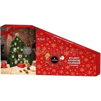 LEROS BYLINNÝ ADVENTNÝ KALENDÁR STROMČEK 4 24 druhov čajov po 1 vrecúšku ozdoby 24 ks menovky 24 ks 39,3 g inov. 2024 1x1 set
