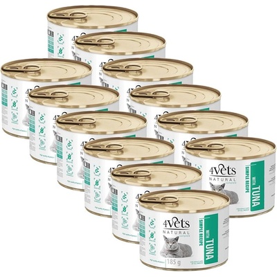 4Vets NATURAL 4Vets Котка Натурална Простата Рецепта с Туна 12 x 185 г