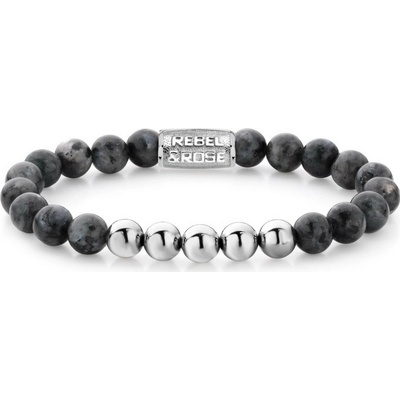 Rebel & Rose Unisex náramok Grey Seduction 8 mm RR-80003-S-M