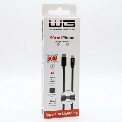 Winner WINTYPCLI50CM Lightning/USB-C, datový, 3A, 0,5m, černý