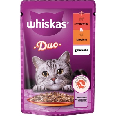 Whiskas Duo v želé s hovädzím mäsom a hydinou 85 g