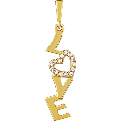SILVEGO Zlatý přívěsek Love se srdcem s Brilliance Zirconia PRGPAP0261PGY