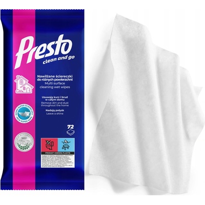 Presto Clean Olej Čistiace obrúsky na nábytok 72 ks