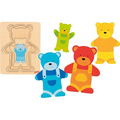 Goki Дървен многопластов пъзал Goki - Мечета II (57449)