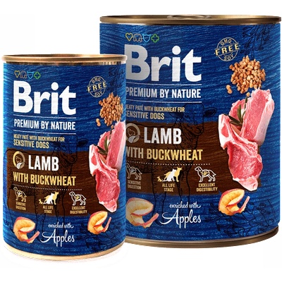 Brit Premium by Nature Lamb with Buckwheat - консервирана храна за кучета с агнешко и елда- 0.800 кг