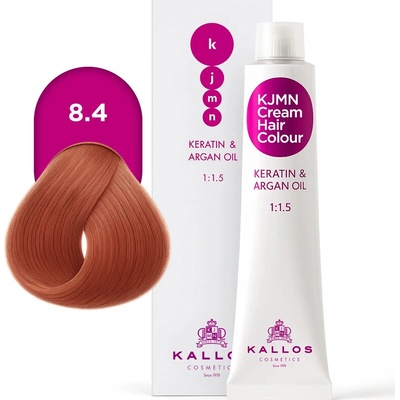 Kallos KJMN s keratinem a arganovým olejem 8.4 Light CopperBlond Cream Hair Colour 1:1.5 100 ml