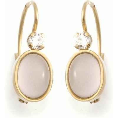 Zlatnictví zlatíčko zlaté náušnice s přírodním růženínem 951.00001