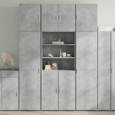 vidaXL Висок шкаф, бетонно сив, 80x42, 5x249 см, инженерно дърво (3281360)