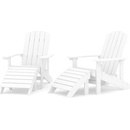 Vidaxl Záhradné stoličky s podnožkami Adirondack 2 ks HDPE biele